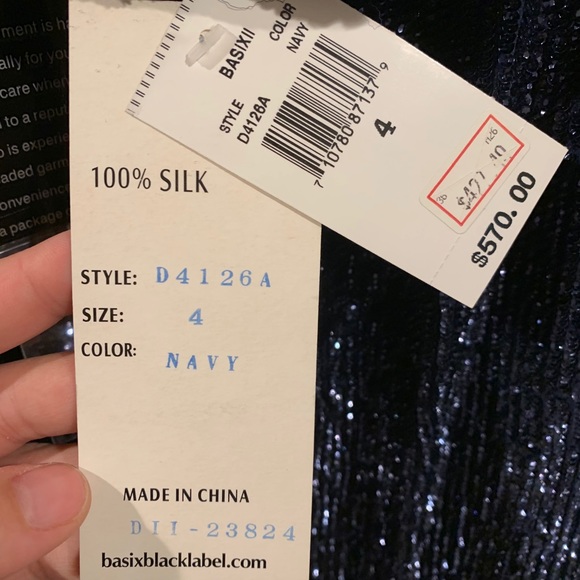 Sequin Navy Open Back Cocktail Dress - Picture 4 of 8